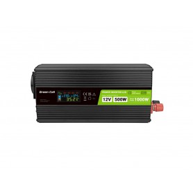 Green Cell, GREEN CELL Smart LCD 500W 12V DC naar 230V AC met USB QC3.0 zuivere sinusoïde batterijomvormer, Batterij omvormer...