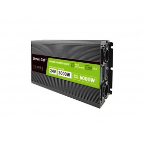 Green Cell, GREEN CELL Smart LCD 3000W 24V DC bis 230V AC mit USB QC3.0 Batteriewechselrichter reine Sinuskurve, Batterie-Wec...