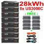 PYLONTECH - VENTE PYLONTECH 8x US3000C 28Wh 48V + Supports et jeu de câbles - Solar Batteries - US3000-8x