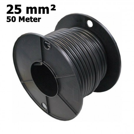 DG RUBBER HOLLAND, Rollo de 50 metros de 25mm², rojo y negro Cable de batería con doble aislamiento, resistente al aceite y m...