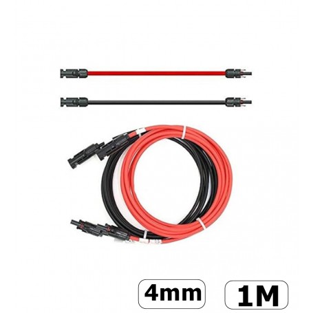 Oem - Câble MC4 1-20 mètres 4 mm mâle-femelle rouge/noir - Lot de 2 pièces - BOL SPECIAL - ET002-4-2X-MC4-SET-CB