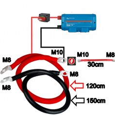 Câble de batterie SET 35mm² Rouge (M8 0,3M M10 M10 1,2M M8) Noir (M8 1,5M M8)