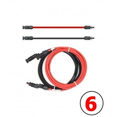 MC4 1-20 Meter 6mm Male-Female Cable Red/Black - 2 Pieces Set