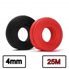 Athilex, Fil de panneau solaire de 4 mm2 (12 AWG 1Kw) - Rouge ou noir - 25 mètres, Câbles Solaires, SE449-CB