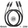 Athilex - 4mm MC4 extension cable black 1-20 meters 2 pieces set - Solar Cables - 4MM-BL-SET-CB
