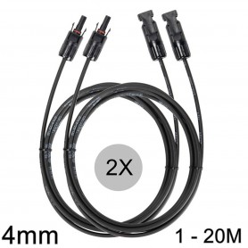 Athilex, Cable de extensión MC4 de 4 mm, color negro, 1-20 metros, juego de 2 piezas, Cables Solares, 4MM-BL-SET-CB