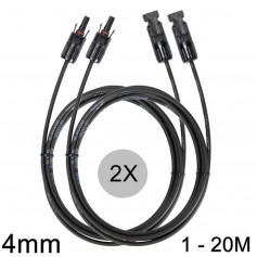 4mm MC4 extension cable black 1-20 meters 2 pieces set
