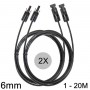 Athilex, Cable de extensión MC4 de 6mm, color negro, 1-20 metros, juego de 2 piezas, Cables Solares, 6MM-BL-SET-CB