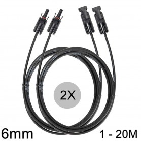 Athilex - Cablu prelungitor 6mm MC4 negru 1-20 metri Set 2 buc - Cabluri Solare - 6MM-BL-SET-CB