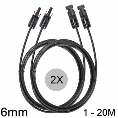 6mm MC4 extension cable black 1-20 meters 2 pieces set