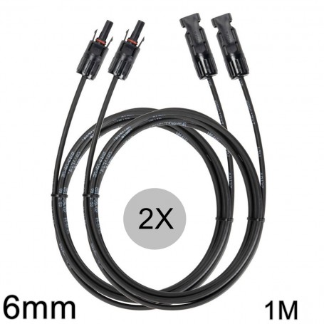 Athilex, Cable de extensión MC4 de 6mm, color negro, 1-20 metros, juego de 2 piezas, Cables Solares, 6MM-BL-SET-CB