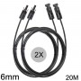 Athilex, Cable de extensión MC4 de 6mm, color negro, 1-20 metros, juego de 2 piezas, Cables Solares, 6MM-BL-SET-CB