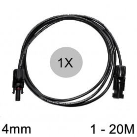 Athilex, Cable de extensión MC4 de 4 mm, color negro, 1-20 metros, Cables Solares, 4MM-BL-CB