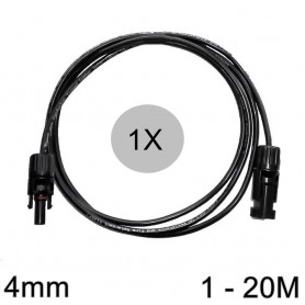 Athilex - Cablu prelungitor 4mm MC4 negru 1-20 metri - Cabluri Solare - 4MM-BL-CB