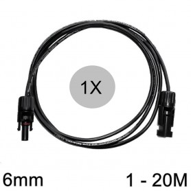 Athilex, Cable de extensión MC4 de 6mm, color negro, 1-20 metros, Cables Solares, 6MM-BL-CB