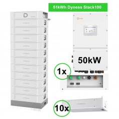 Dyness, 51kWh Storage Package - 50kW 3PH Solis Hybrid + 10x Dyness Stack100 Battery Stack + 1x BDU & Base, Paquetes de sistem...