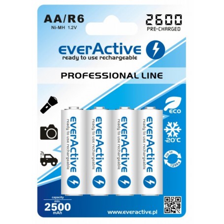 EverActive - R6 AA 2600mAh everActive Professional Line Rechargeable batteries - Size AA - BL156-CB