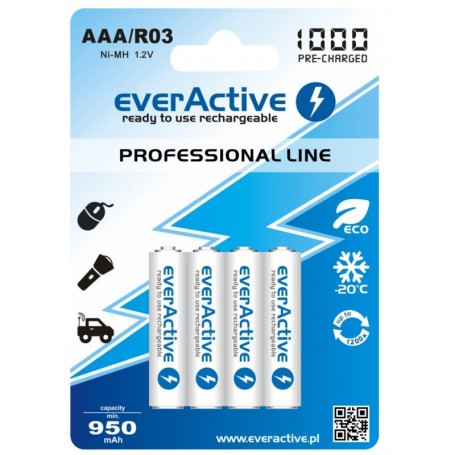 EverActive - everActive Ni-MH R03 AAA 950mAh Professional Line - Size AAA - BL168-CB