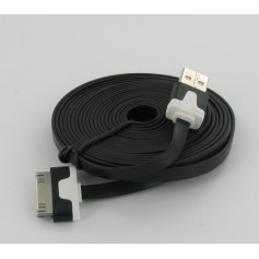 Oem, Ultra flat iPhone usb sync and changer 3m black YAI509, iPhone data cables , YAI509