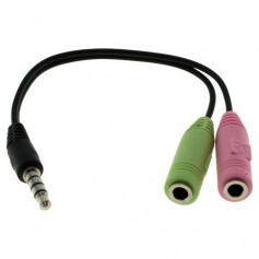 OTB Audio kabel 2 x 3,5 mm Jack Plug naar 3.5mm Stereo Jack (CTIA/AHJ) - 0,15 meter
